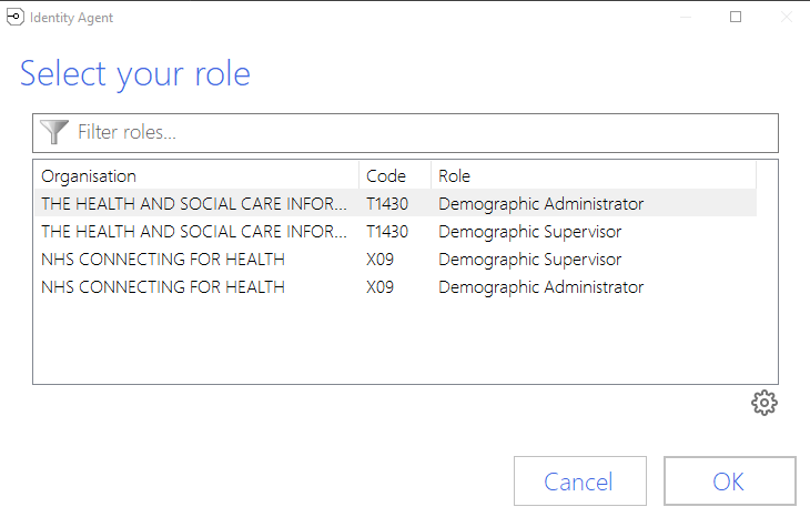 CMS software pops up a window to choose a role