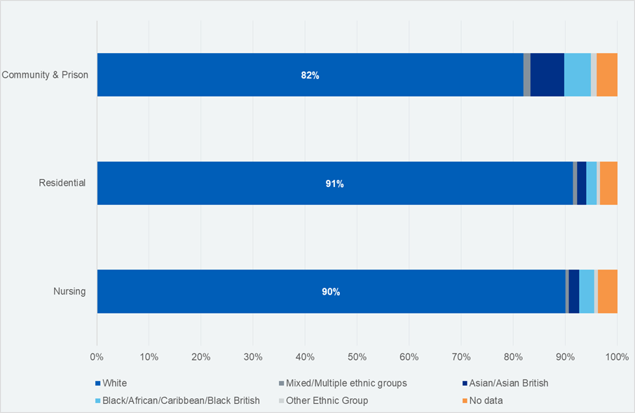 Figure 16 - Ethnicity group and support setting