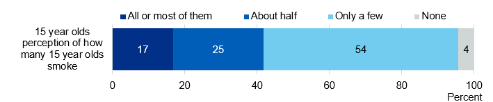 Image showing perceptions of how many people of pupil’s age smoke, by year