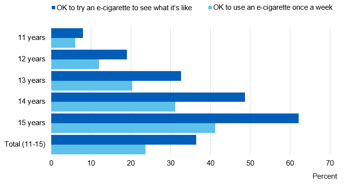 Image showing attitudes to e-cigarette use by age