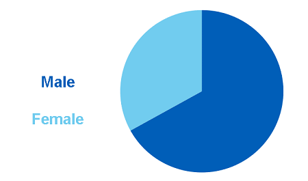 Pie chart showing the proportion of alcohol-specific deaths by sex