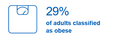29% of adults classified as obese