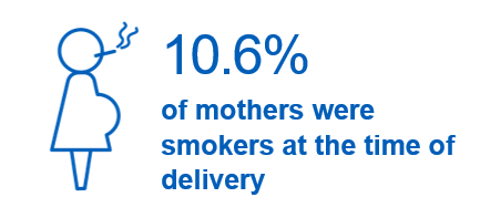 10.6% of mothers were smokers at the time of delivery