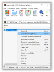 zip file image with copy files to clipboard highlighted