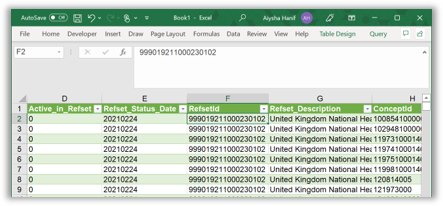 screen shot of data set excel spread sheet with rows highlighted