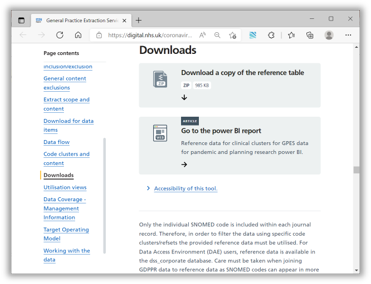 web page with downloads image highlighted