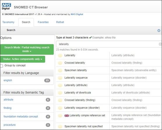 Example of Termbrowser search screen