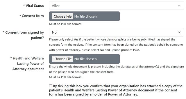 POA upload fields