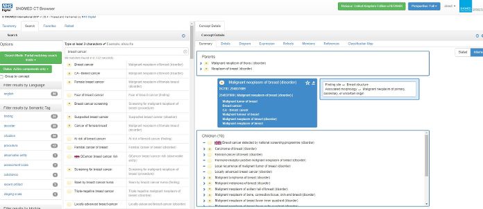 Screenshot of the termbrowser search screen.
