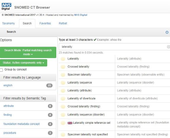 Screenshot of termbrowser search screen.