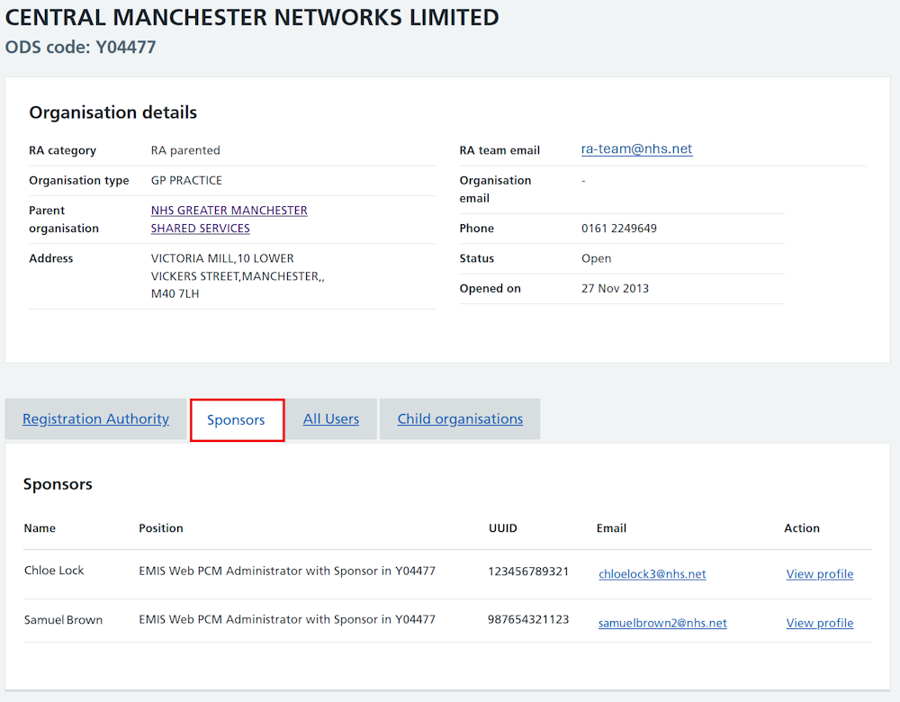 CIM Find your RA find RA users sponsors tab highlighted