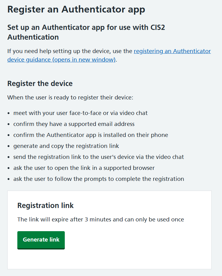 CIM register authenticator app