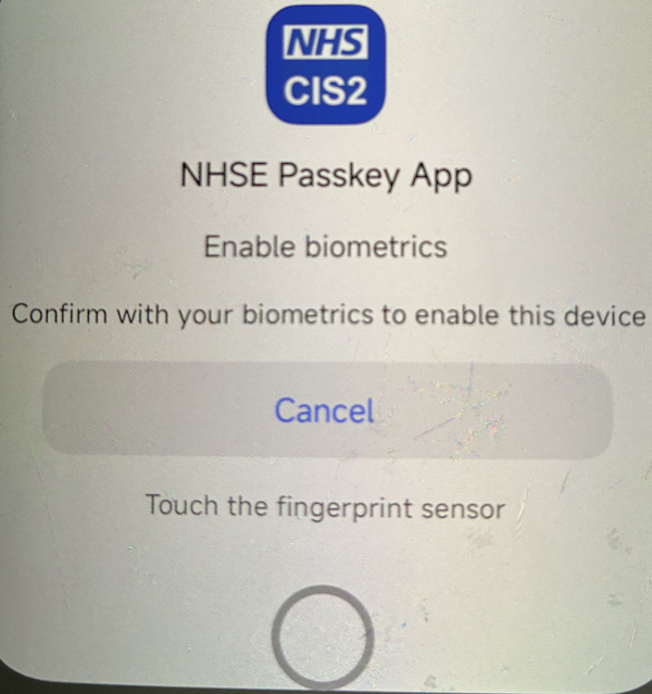 CIM register CIS2 Auth passkey enable biometrics