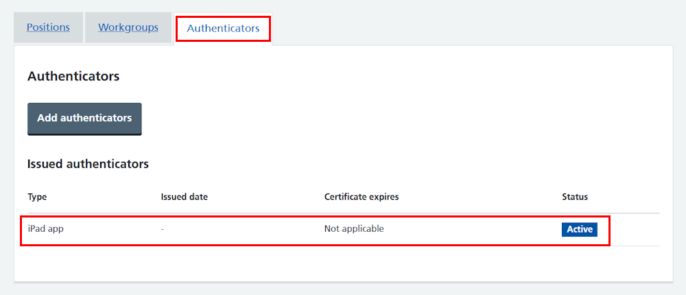 CIM self-register authenticator iPad listed in profile