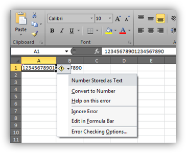 Screenshot showing Number stored at text drop down.