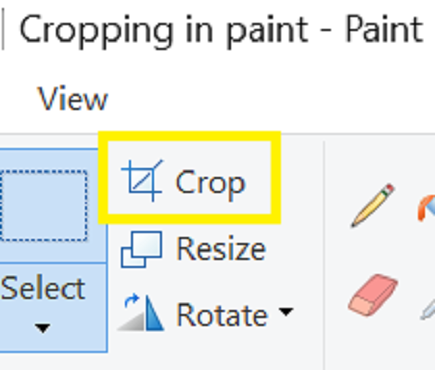 Image of cropping icon using Microsoft Paint