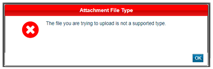 Image showing an ‘Attachment File Type’ error message.