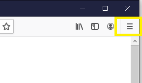 Image displaying the three-line option in Mozilla Firefox
