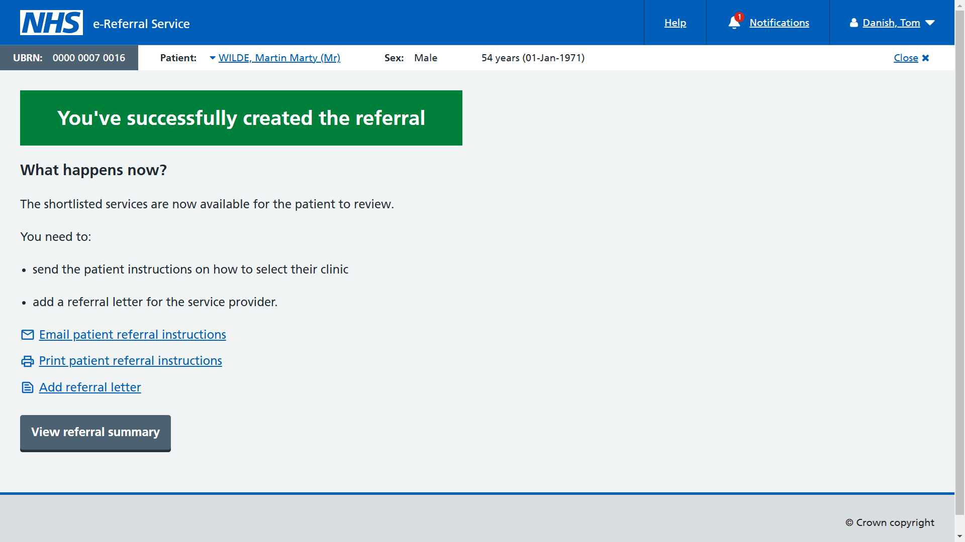 successfully created the referral screen all links