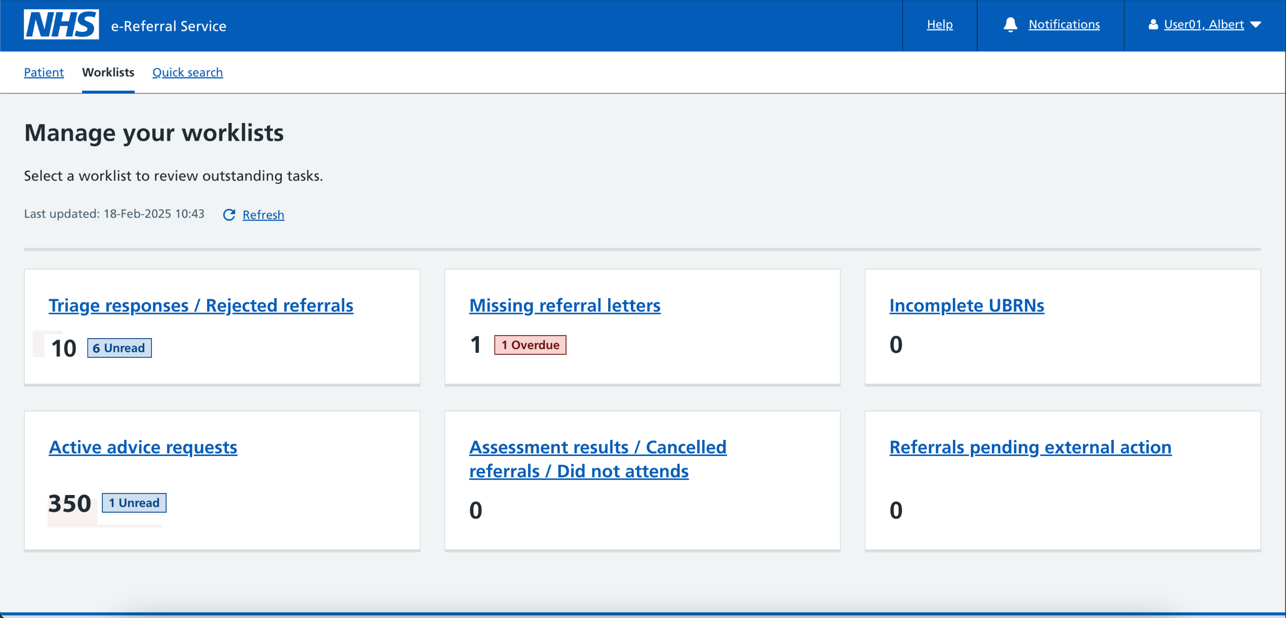 new worklist landing screen