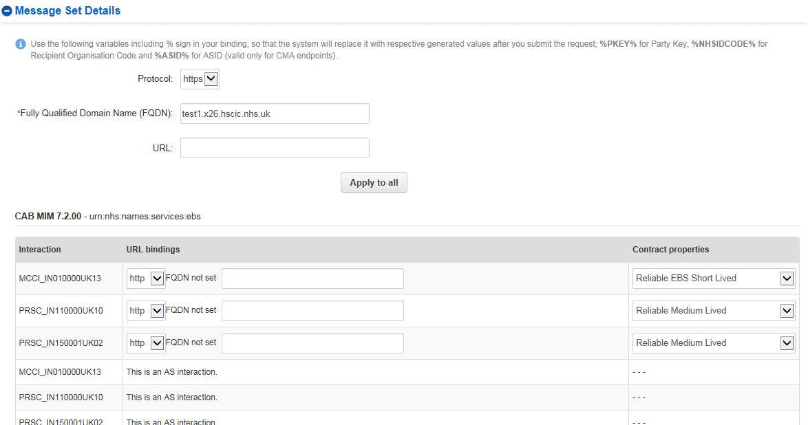 EPR - message set details
