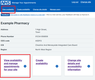 Manage your appointments - view availability